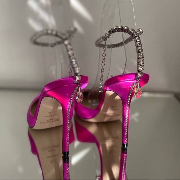 New JIMMY CHOO Saeda 100 crystal-embellished satin pumps 38 $1,125 - Picture 14 of 17